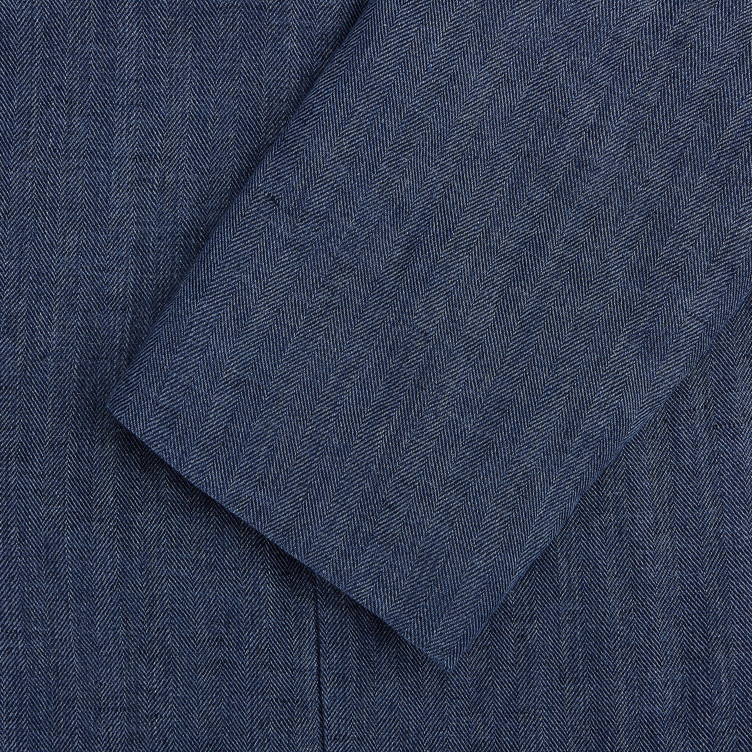 View 4 of product The Henley Denim Blazer in Linen by Turnbull & Asser UK features a double-breasted design with six black buttons, notch lapels, two front pockets, and a chest pocket—a timeless staple for effortless British summer dressing—displayed on a plain white background.
