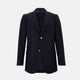 Turnbull & Asser UK Navy Single Breasted Classic Blazer in Wool Gabardine, a navy gabardine single-breasted blazer with two gold-tone buttons and a chest pocket, showcasing classic tailoring.