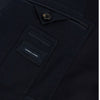 View 6 of product Turnbull & Asser UK Navy Single Breasted Classic Blazer in Wool Gabardine, a navy gabardine single-breasted blazer with two gold-tone buttons and a chest pocket, showcasing classic tailoring.