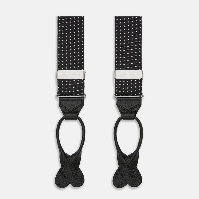 Black & White Small Spot Adjustable Silk Braces