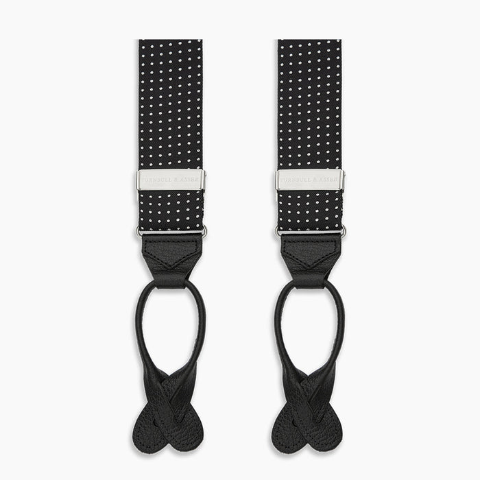 Black & White Small Spot Adjustable Silk Braces Image 2