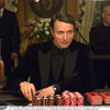 View 2 of product A pair of Turnbull & Asser Casino Royale Black Braces As Seen On Le Chiffre, featuring black moiré fabric, leather loops, and gold-tone adjusters, handmade in England and showcased against a white background.