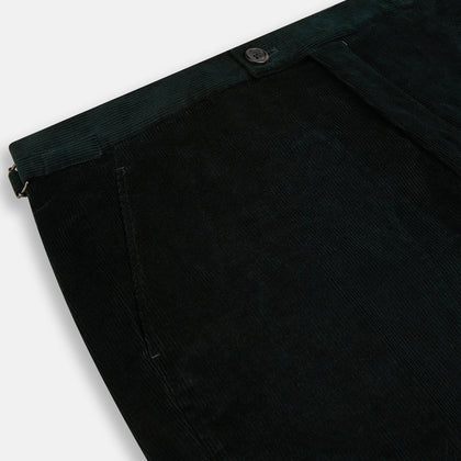 Dark Green Corduroy Henry Trousers Image 2