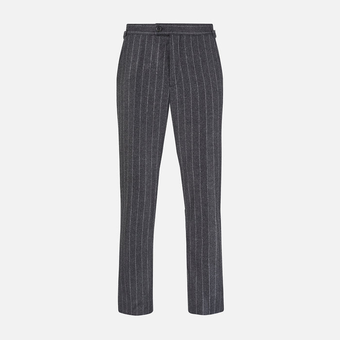 Charcoal Pinstripe Henry Trousers Image 6
