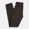 View 4 of product Turnbull & Asser Brown Henry Trousers in a tailored fit, crafted from a luxurious wool-cashmere blend with straight legs, front pleats, side pockets, and button closure, shown laid flat on a white background.