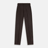 View 1 of product Turnbull & Asser Brown Henry Trousers in a tailored fit, crafted from a luxurious wool-cashmere blend with straight legs, front pleats, side pockets, and button closure, shown laid flat on a white background.