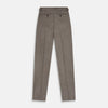 View 5 of product The Stone Henry Trousers by Turnbull & Asser, in a wool-cashmere blend, feature pleats, a button closure, belt loops, and straight legs, shown laid flat on a white background.