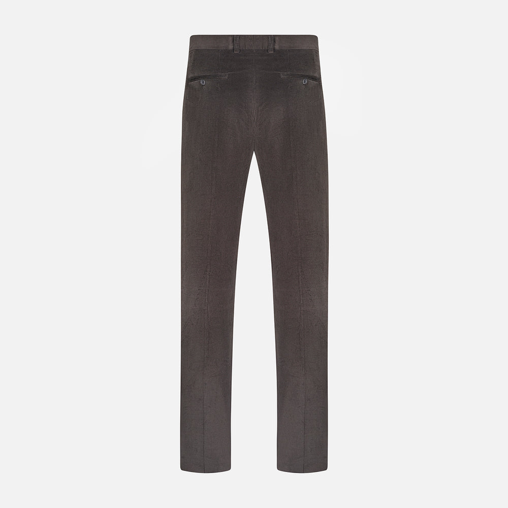 Turnbull & Asser’s Brown Corduroy Rupert Trousers feature a straight-leg cut, button closure, and belt loops—ideal for elevating your formal look with modern sophistication.