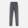 View 3 of product A pair of Turnbull & Asser Grey Rupert Trousers in tailored wool, with belt loops, button closure, and straight legs, displayed against a plain white background.