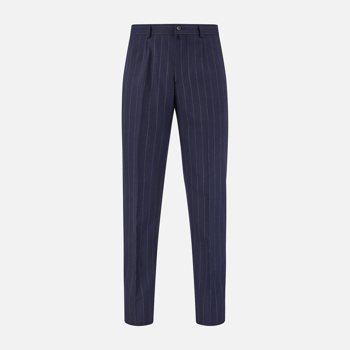 Navy Pinstripe Rupert Trousers