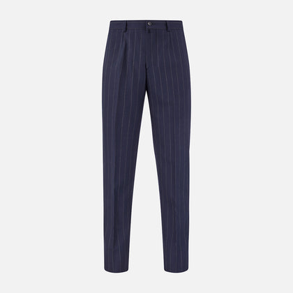 Navy Pinstripe Rupert Trousers Image 5
