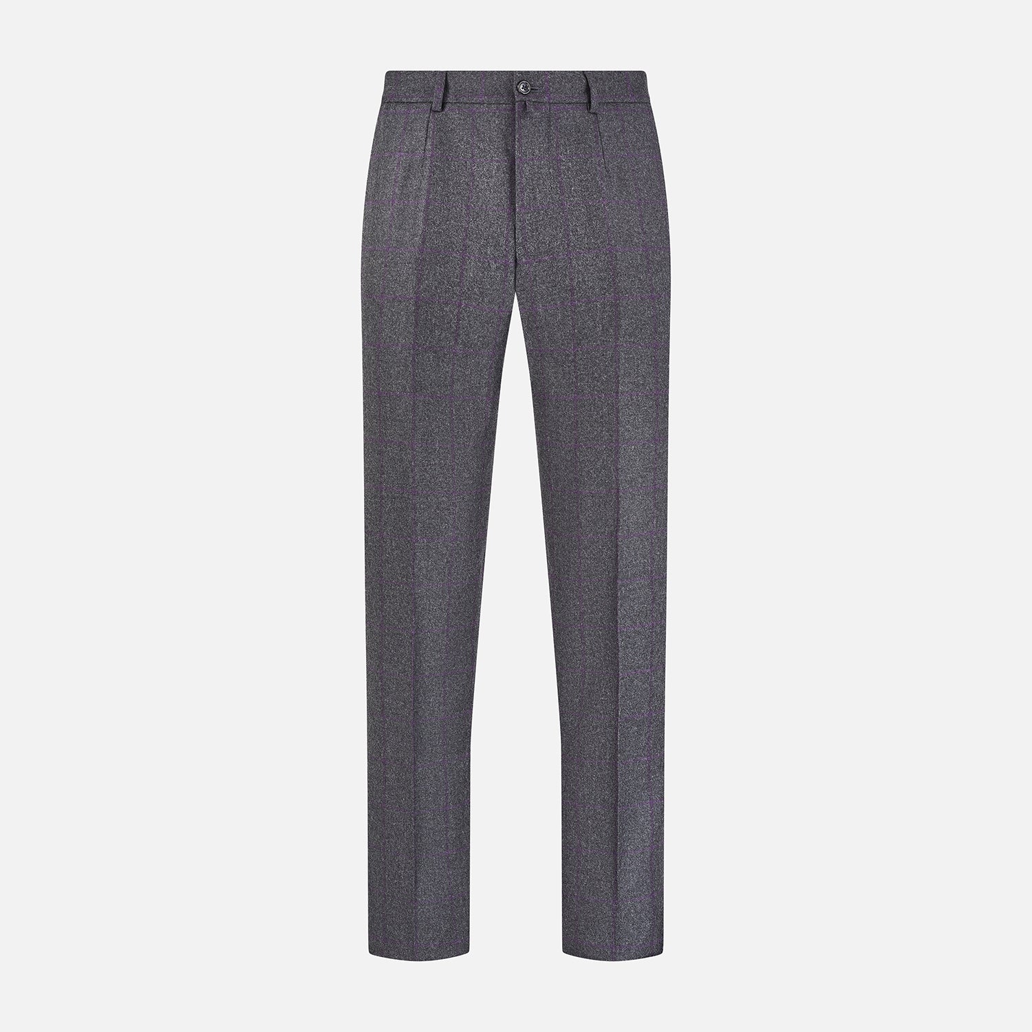 Charcoal and Purple Check Rupert Trousers