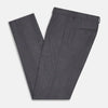 View 5 of product Turnbull & Asser Charcoal and Purple Check Rupert Trousers feature a tailored fit, belt loops, front crease, and button closure, shown on a plain white background.