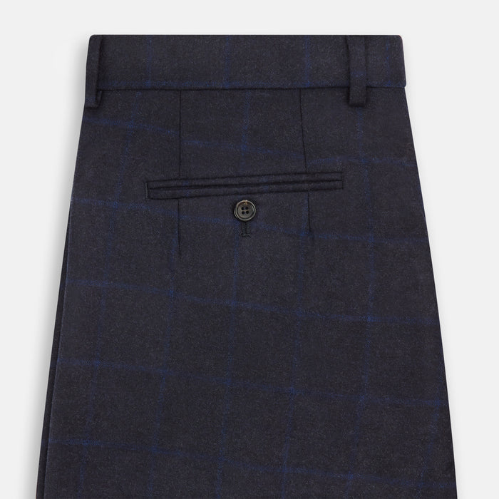 Blue Checked Navy Rupert Trousers Image 3