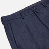 View 2 of product Turnbull & Asser Navy and Brown Check Rupert Trousers with button and zipper closure, belt loops, straight-leg fit, pressed front creases, and a subtle check pattern in a wool-cashmere blend. Shown on a plain white background.