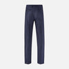 View 3 of product Turnbull & Asser Navy and Brown Check Rupert Trousers with button and zipper closure, belt loops, straight-leg fit, pressed front creases, and a subtle check pattern in a wool-cashmere blend. Shown on a plain white background.