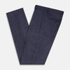 View 5 of product Turnbull & Asser Navy and Brown Check Rupert Trousers with button and zipper closure, belt loops, straight-leg fit, pressed front creases, and a subtle check pattern in a wool-cashmere blend. Shown on a plain white background.