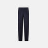 View 1 of product Turnbull & Asser UK Edward Navy Pleated Trousers in Wool Gabardine featuring a button closure, pleated front, and sharp pressed creases.