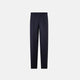 Turnbull & Asser UK Edward Navy Pleated Trousers in Wool Gabardine featuring a button closure, pleated front, and sharp pressed creases.