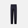 View 3 of product Turnbull & Asser UK Edward Navy Pleated Trousers in Wool Gabardine featuring a button closure, pleated front, and sharp pressed creases.