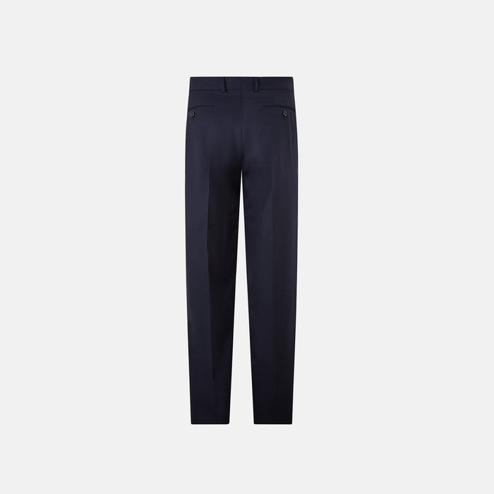 Edward Navy Pleated Trousers in Wool Gabardine Image 2