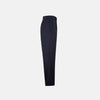 View 4 of product Turnbull & Asser UK Edward Navy Pleated Trousers in Wool Gabardine featuring a button closure, pleated front, and sharp pressed creases.