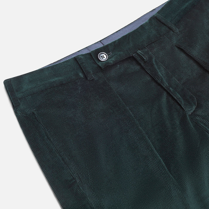 Dark Green Corduroy Edward Trousers Image 1