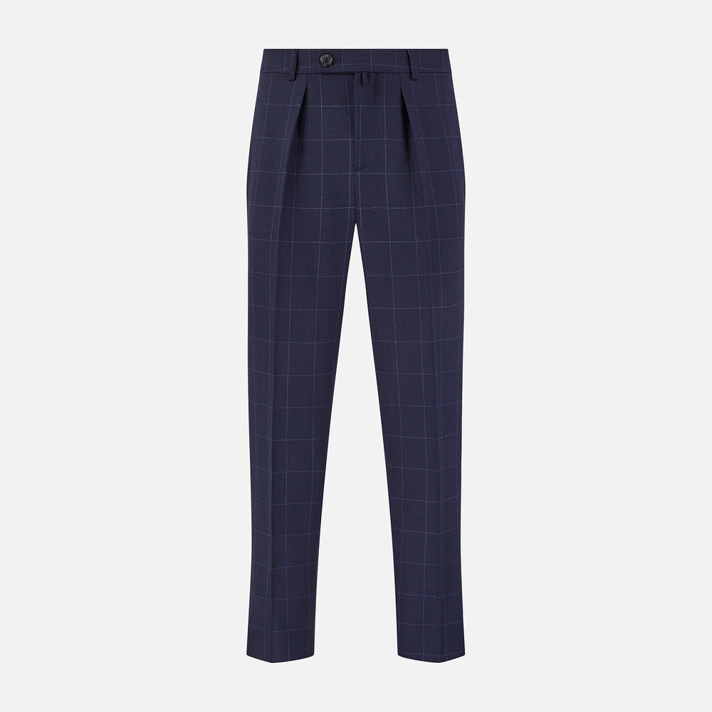 Navy Check Edward Trousers