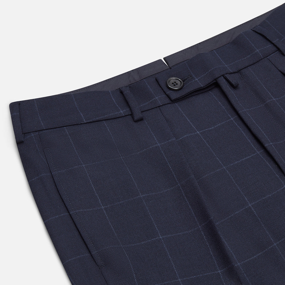 Navy Check Edward Trousers