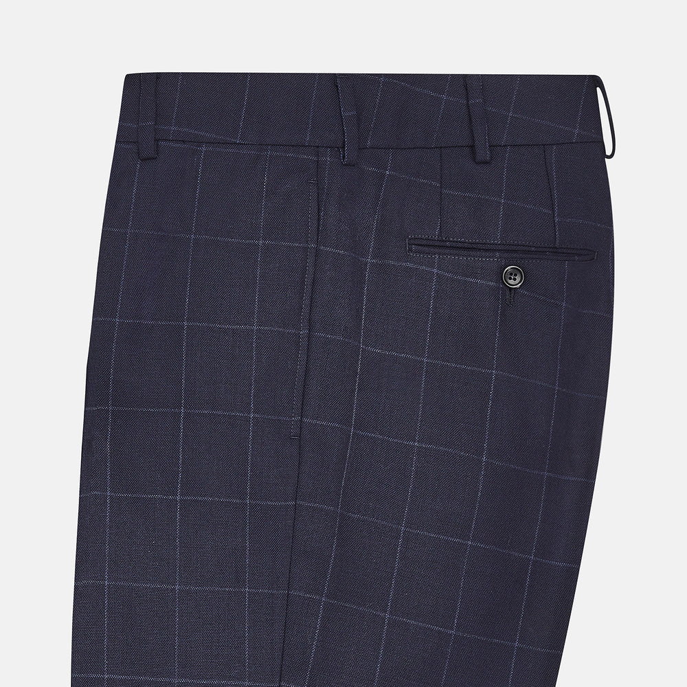 Navy Check Edward Trousers