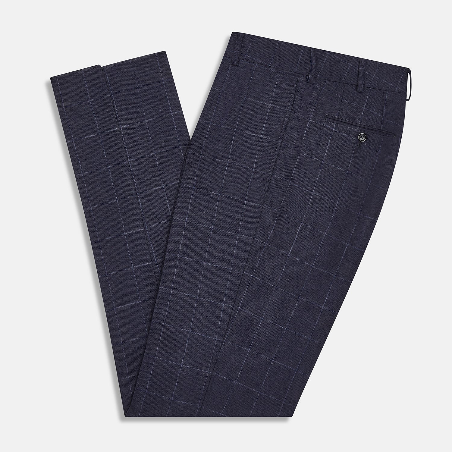 Navy Check Edward Trousers