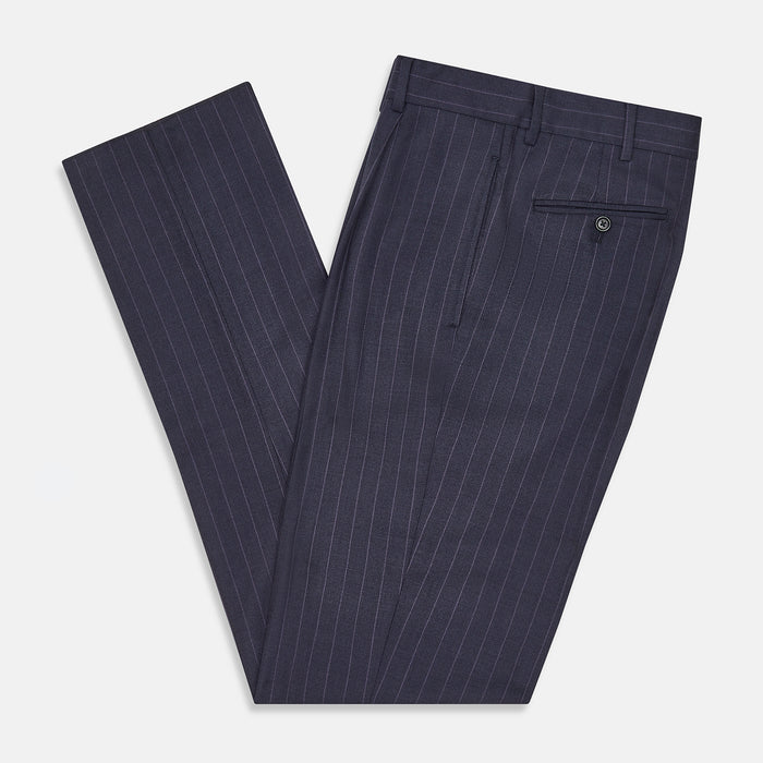 Navy Pinstripe Arthur Trousers Image 4