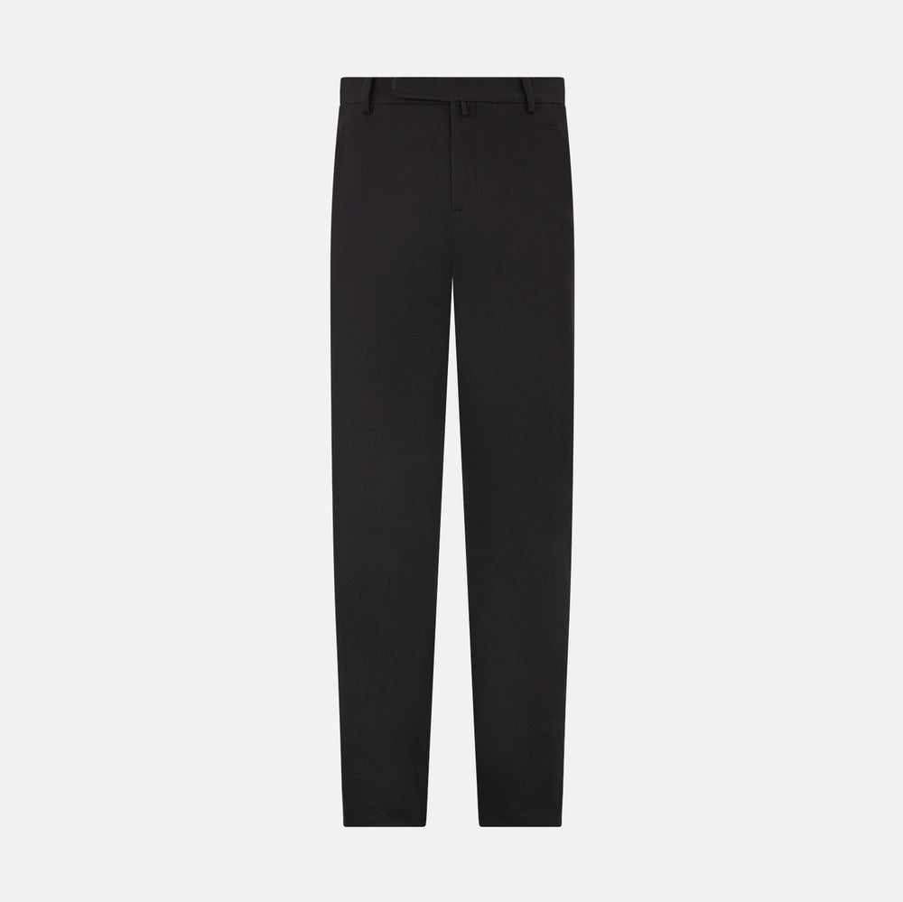 The Turnbull & Asser UK Dark Chocolate William Trousers are straight-leg dress pants with subtle pleats, belt loops, and a waistband, showcased against a plain white background.