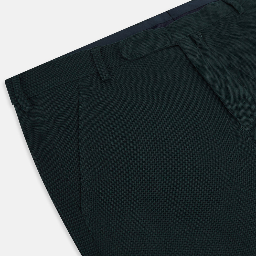 The Forest Green William Trousers by Turnbull & Asser UK are straight-leg, pleated trousers with belt loops and side pockets, displayed on a plain white background.