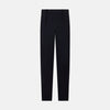 View 1 of product Turnbull & Asser Navy Knitted London Trousers feature a high waist, pleated tailoring, and a straight leg fit, displayed against a plain white background.