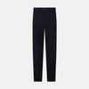 View 3 of product Turnbull & Asser Navy Knitted London Trousers feature a high waist, pleated tailoring, and a straight leg fit, displayed against a plain white background.