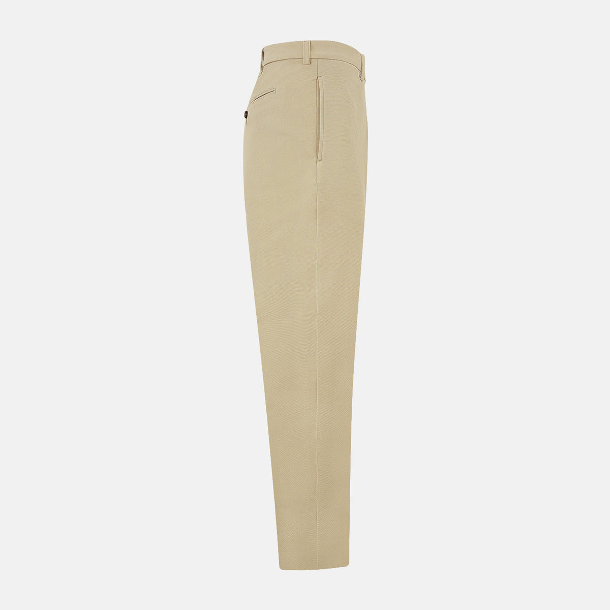 View 5 of product Amberley Sand Trousers in Cotton by Turnbull & Asser UK, featuring a straight-leg silhouette in beige cotton canvas with a button and zip closure, displayed against a plain white background.