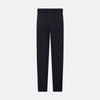 View 3 of product A pair of navy, straight-leg Amberley trousers in cotton by Turnbull & Asser UK, featuring belt loops, a button closure, and a zip fly in the classic Windsor style, displayed on a plain white background.