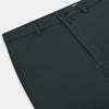 View 2 of product Amberley Forest Green Trousers in Cotton by Turnbull & Asser UK, featuring a straight-leg design with belt loops, button and zip closure, and side pockets, displayed on a plain white background.