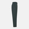 View 4 of product Amberley Forest Green Trousers in Cotton by Turnbull & Asser UK, featuring a straight-leg design with belt loops, button and zip closure, and side pockets, displayed on a plain white background.