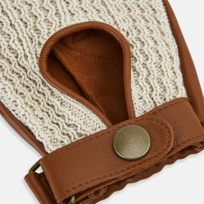 Cognac Tan Fingerless Driving Gloves in Leather Image 2