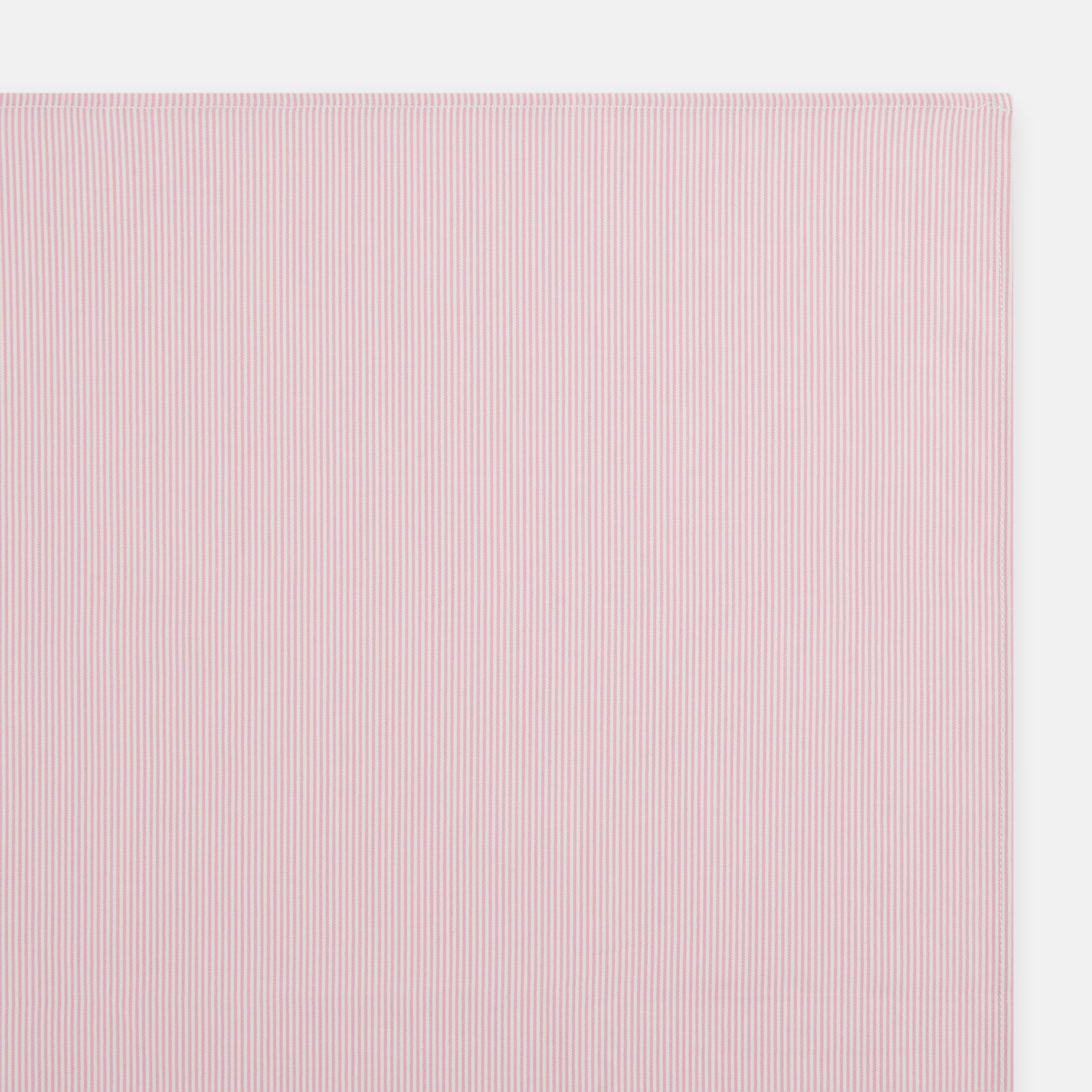View 2 of product The Turnbull & Asser Pink Pencil Stripe Handkerchief, crafted from soft cotton, is neatly folded and displayed on a white background—a sophisticated formal accessory for any occasion.