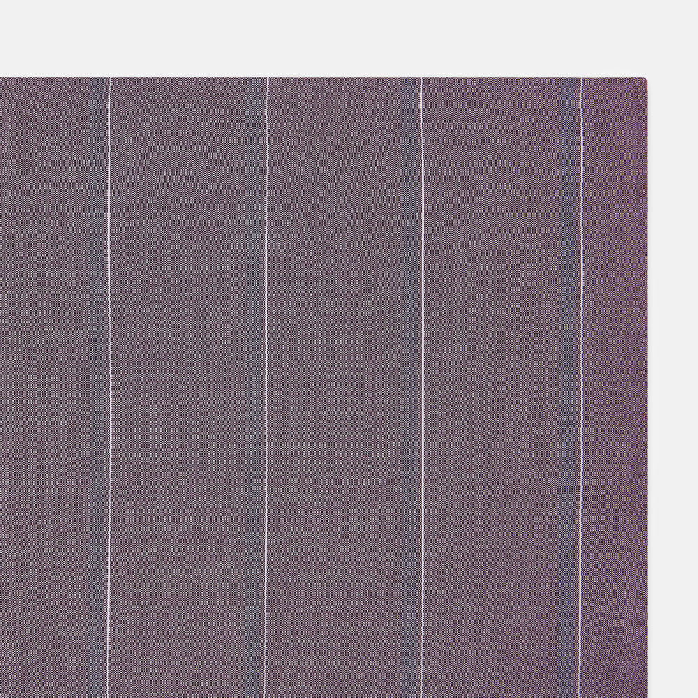 The Porto Red Track Stripe Hand-Rolled Handkerchief by Turnbull & Asser UK is a square piece of fabric in a rich red hue, featuring thin, evenly spaced vertical stripes and a subtle woven texture, expertly crafted in England with hand-rolled edges for a refined finish.