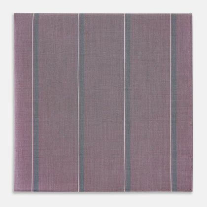Cerise Red Track Stripe Hand-Rolled Handkerchief