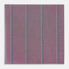 View 1 of product Crafted by Turnbull & Asser UK, the Cerise Red Track Stripe Hand-Rolled Handkerchief features a square design with a vibrant cerise red base accented by evenly spaced vertical blue and white stripes. Meticulously hand-rolled edges complete this elegant accessory, showcased against a plain light gray background.
