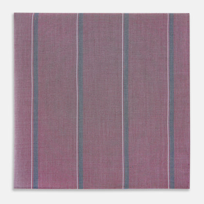 Cerise Red Track Stripe Hand-Rolled Handkerchief
