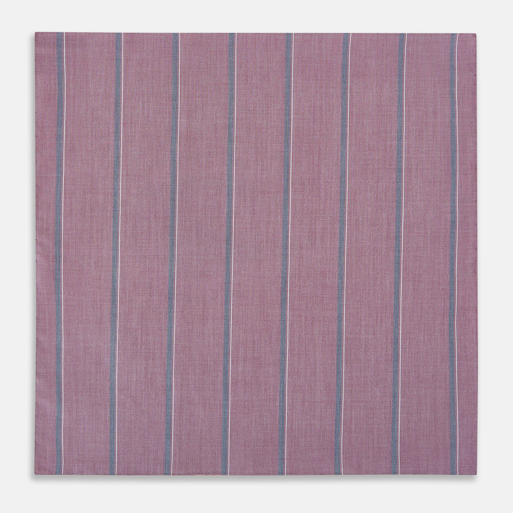 Cerise Red Track Stripe Hand-Rolled Handkerchief