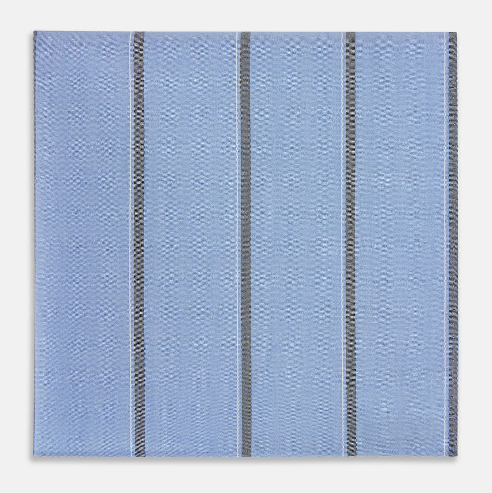 Sky Blue Track Stripe Hand-Rolled Handkerchief