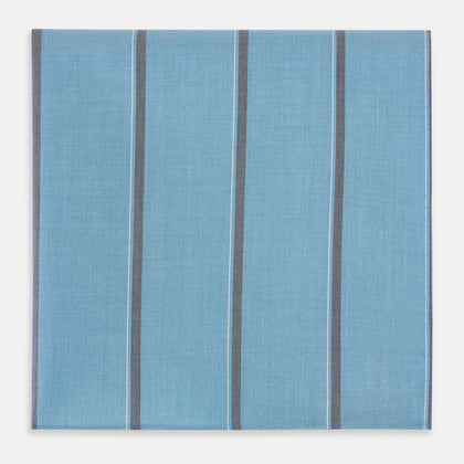 Cendre Blue Track Stripe Hand-Rolled Handkerchief