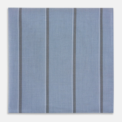 Steel Blue Track Stripe Hand-Rolled Handkerchief